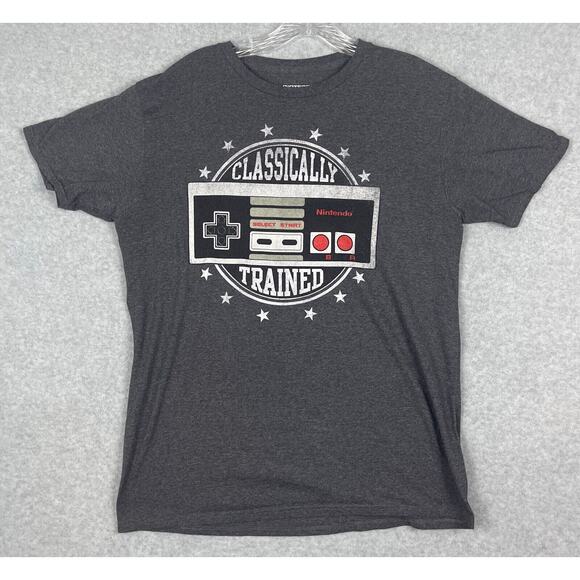 Nintendo NES Controller "Classically Trained" Gaming T Shirt Size L Grey - Picture 1 of 5